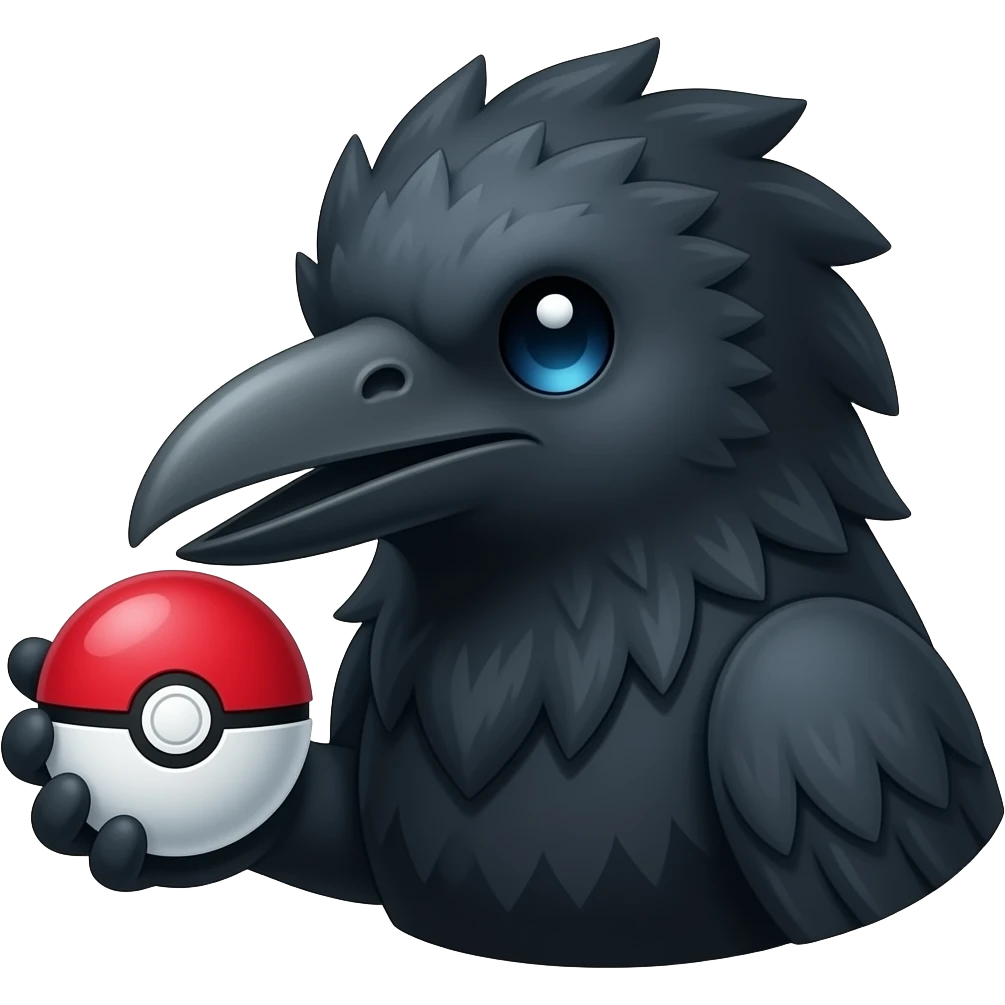 Raven holding pokeball emoji