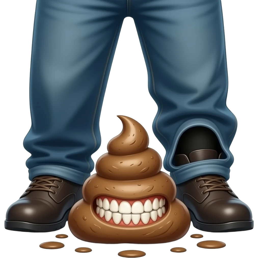 harry potter poop on the floor with pants down and the poop is full of human teeth emoji