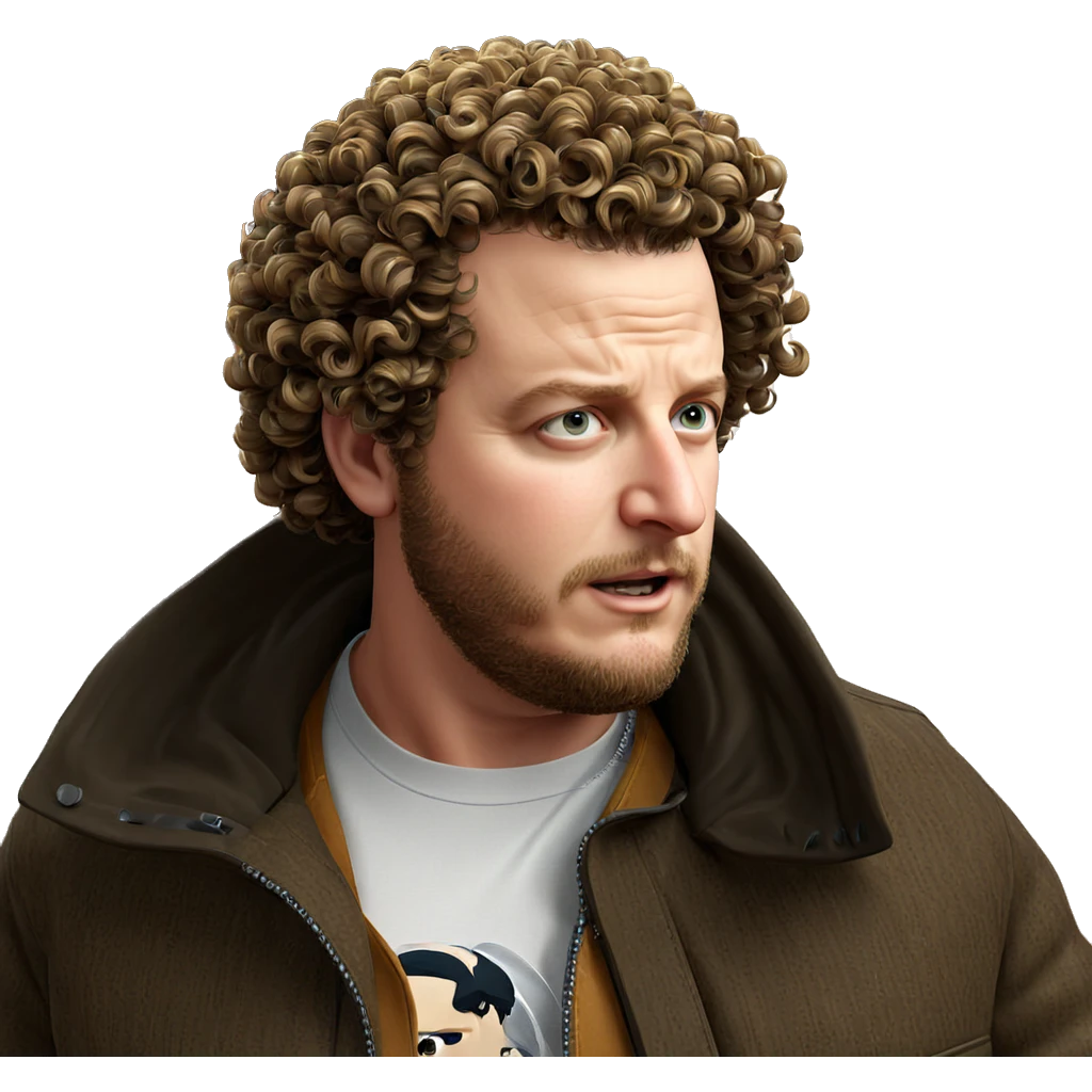 curly haired man in jacket emoji