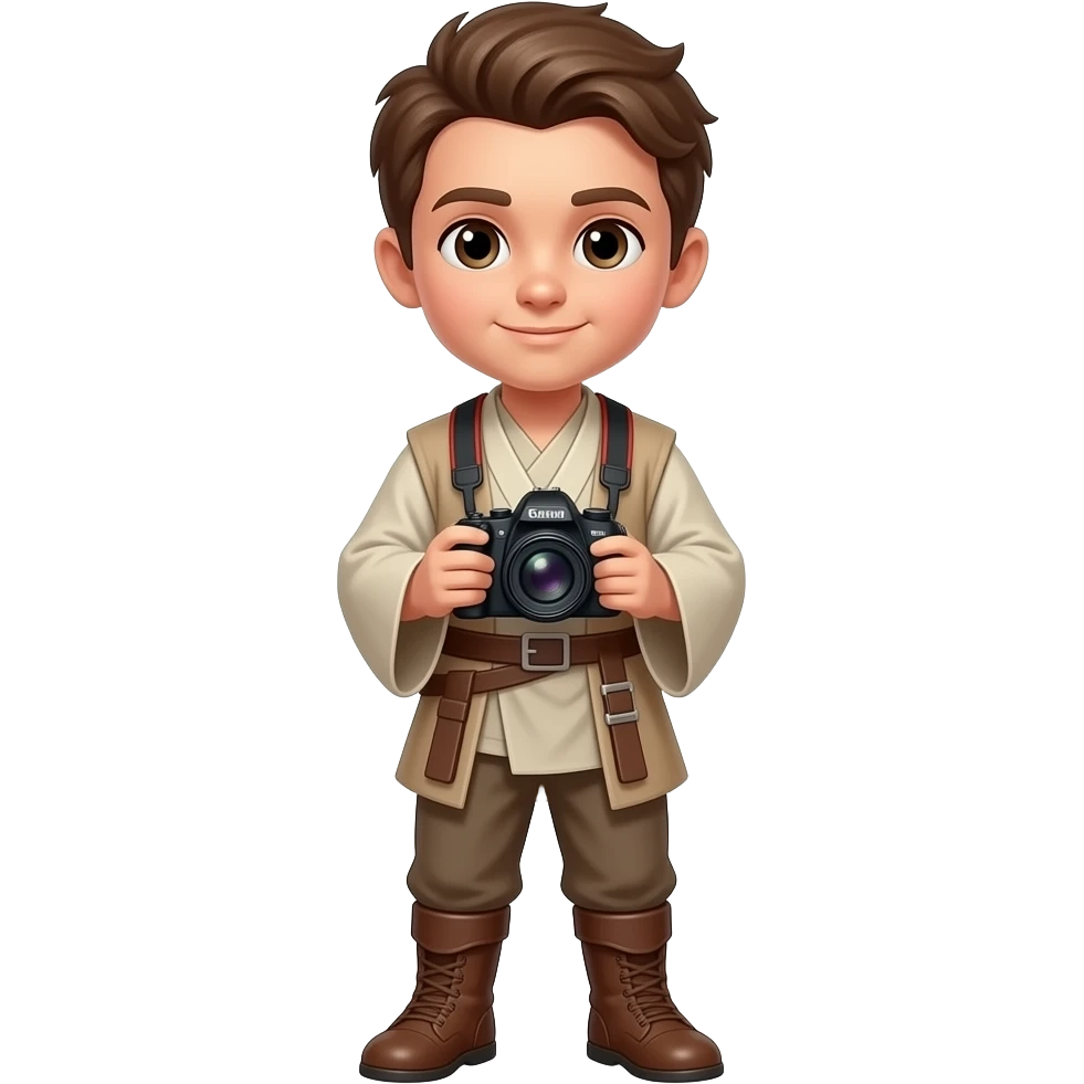 jeune padawan avec  appareil photo en entier emoji