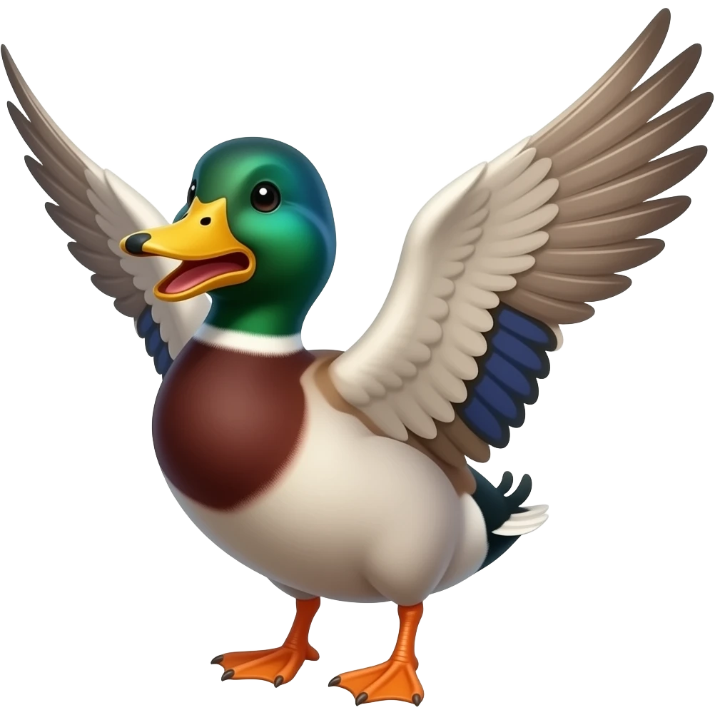 Panicking duck flapping lots emoji