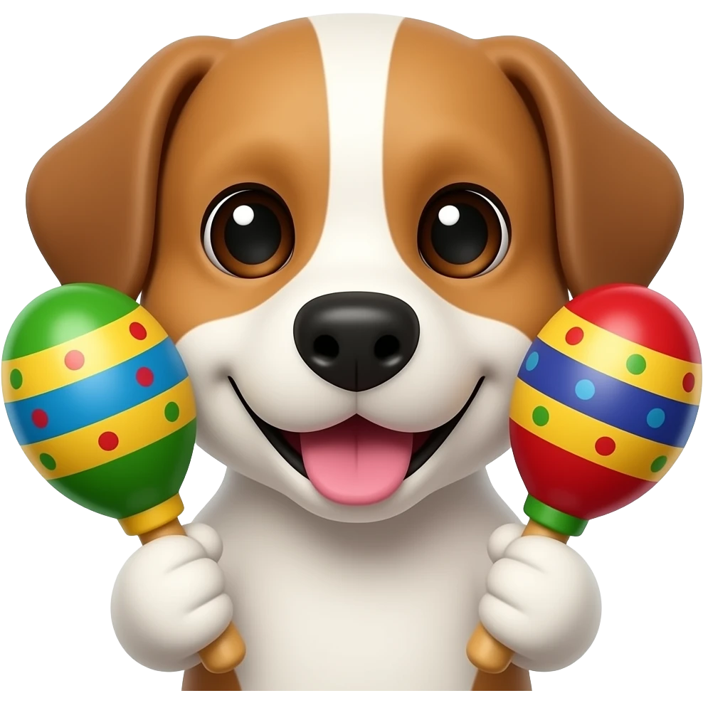 cute Dog with  big Maracas closeup emoji