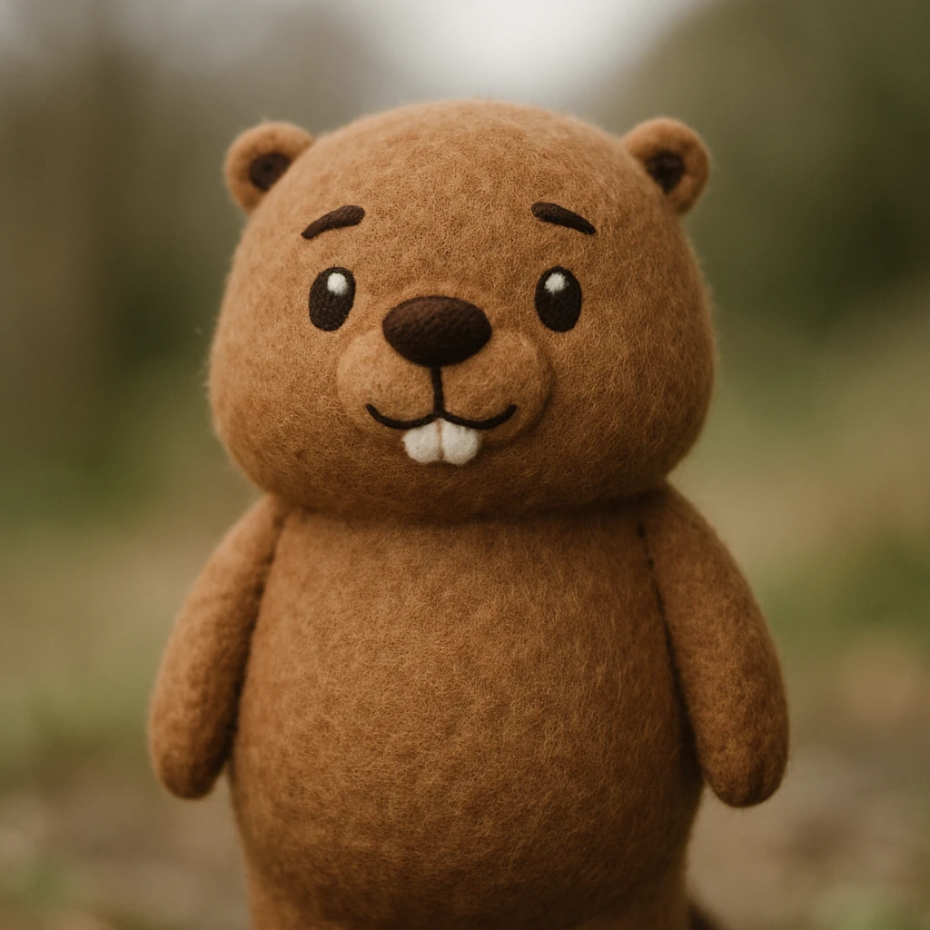 cute beaver standing, soft fur texture, gentle lighting emoji