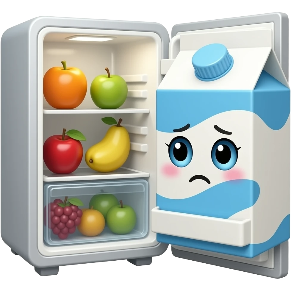 fridge with old fruit not happy cute smelly face milk emoji