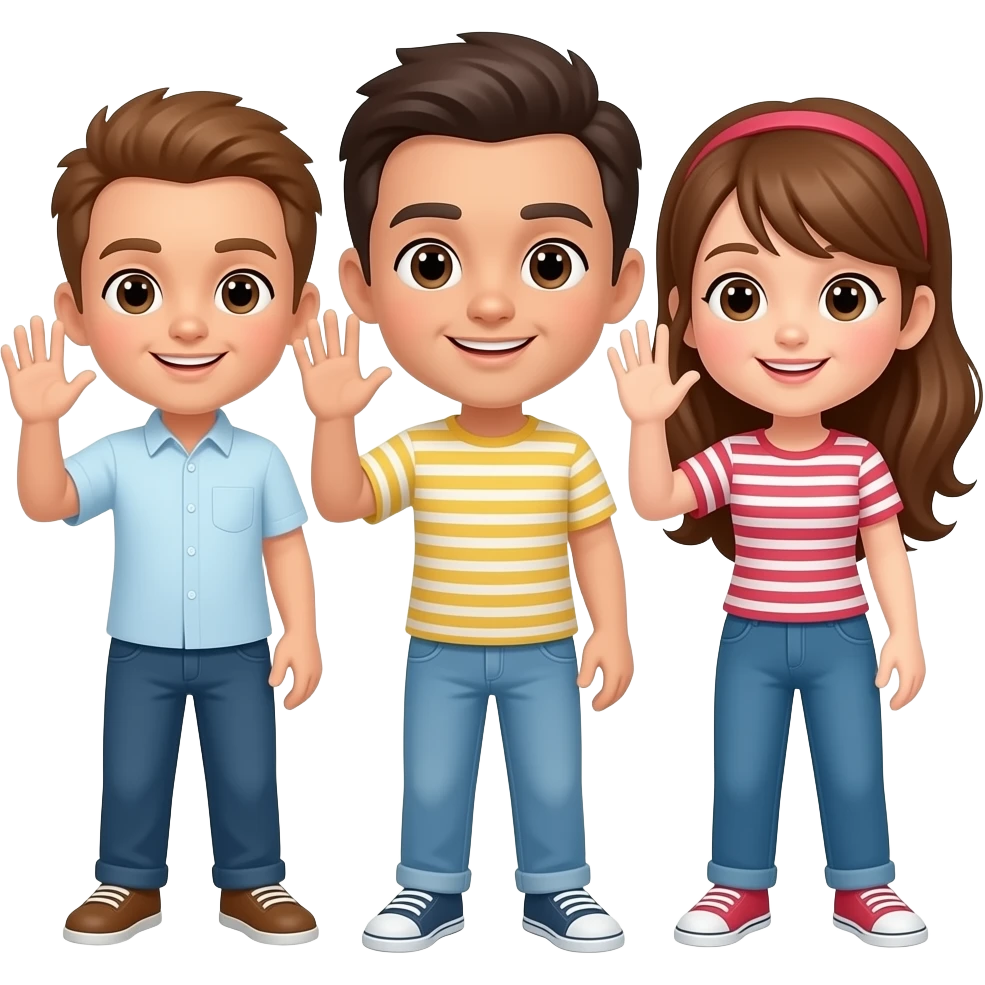 Three people doing the wave emoji