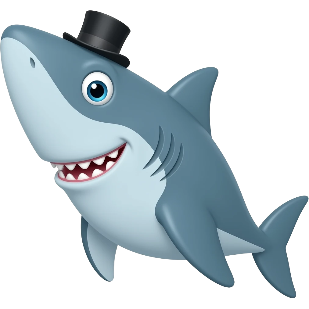 Shark with a top hat emoji