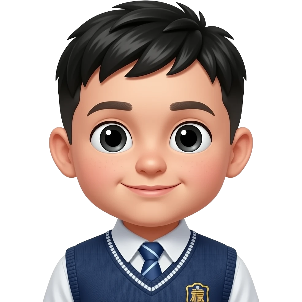 niño blanco cabello negro corte escolar gordito labios pequeños tamaño normal oregas grandes gordito ojos negros cuerpo completo emoji