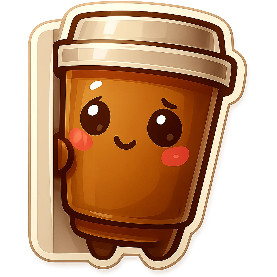 Tall coffee cup, shy, hiding emoji
