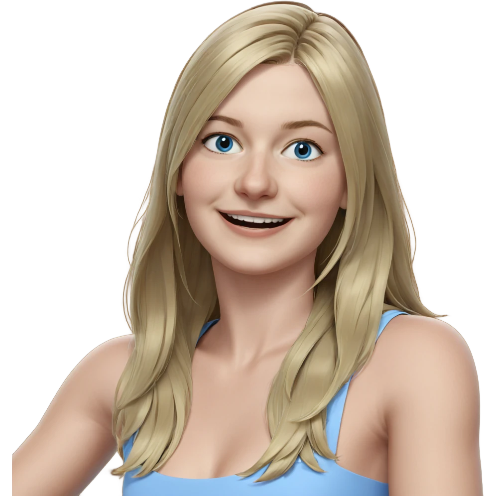 blonde girl in blue dress emoji