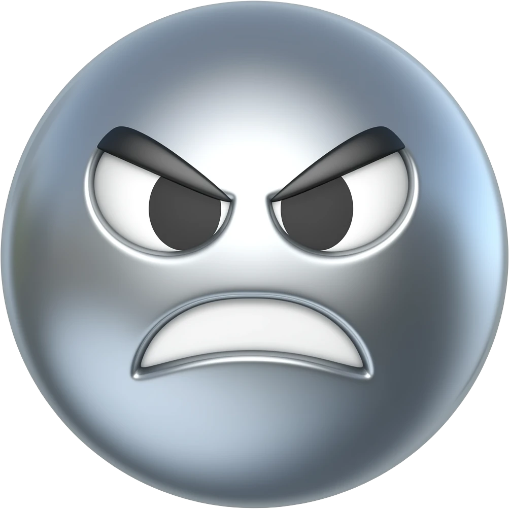 angry 3D metallic chrome color simple ball emoji emoji