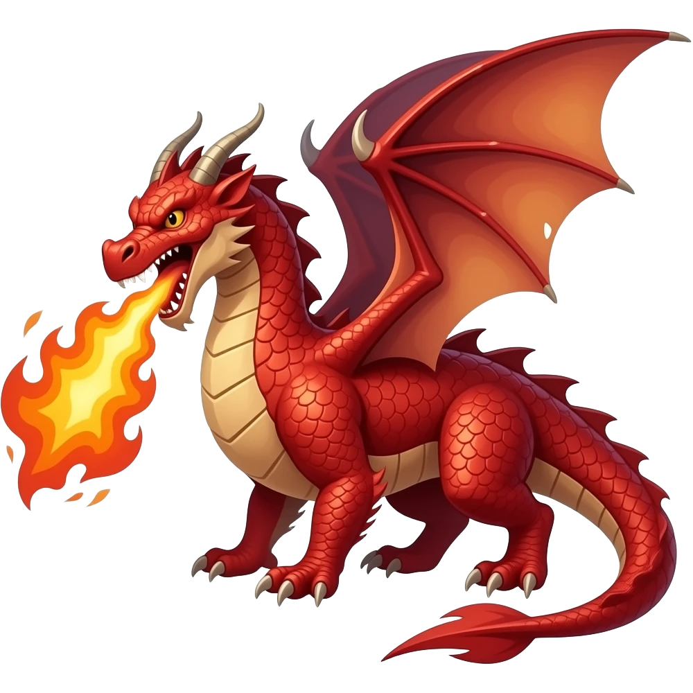 Realistic wild Dangerous Dragon red colour fighting with fire real life emoji