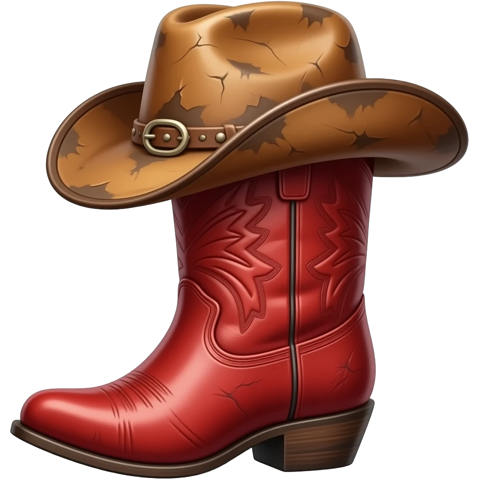 Red Cowboy boots with hat on top emoji