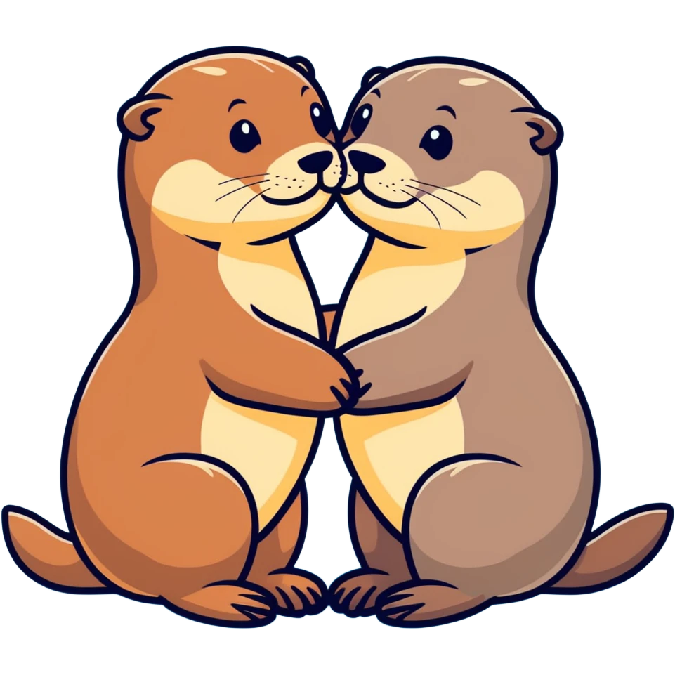 couple of otters kissing emoji