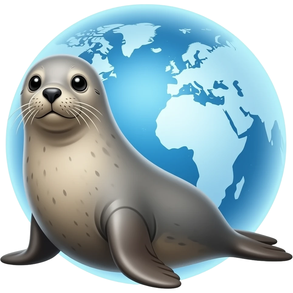 a Picture of a seal backround is the futuristic world emoji