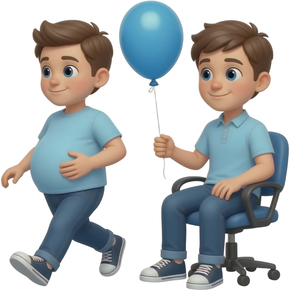 Zrób chłopak 16 latek bardzo bardzo bardzo super ogromnym brzuchem jak bardzo ogromny balon i idzie do pracy biurze i  głaszcze jedną ręką swój brzuch i siedzi emoji