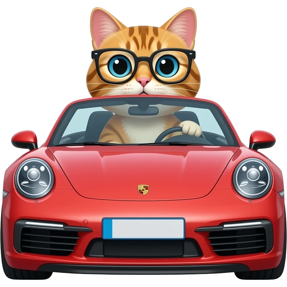 котик в очках едет на порше emoji