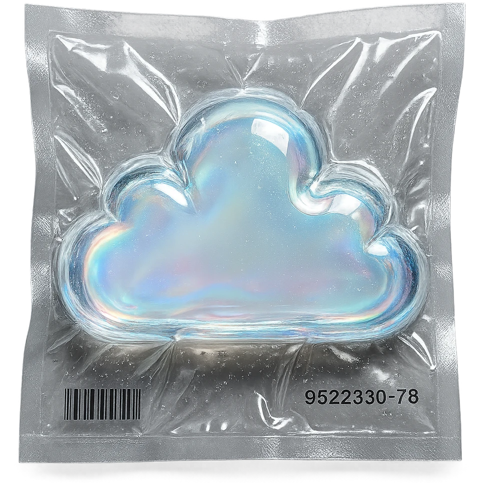 Pastel white iridescent glass crystal cloud emoji