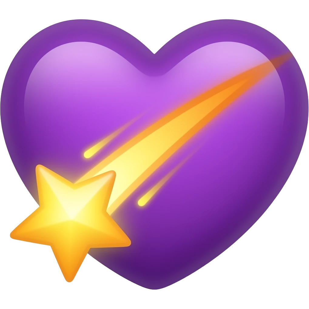 Generar emoji de estrella fugaz junto a corazon morado emoji
