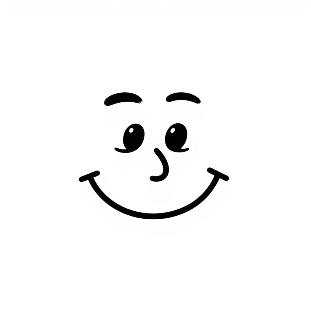 happy face doodle style, hand drawn emoji