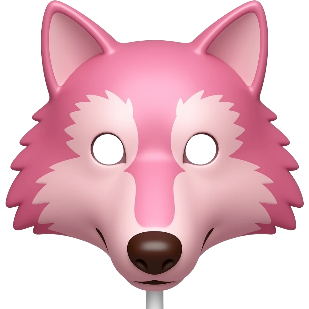 Pink Chocolate wolf face without eyes long lollipop stick emoji