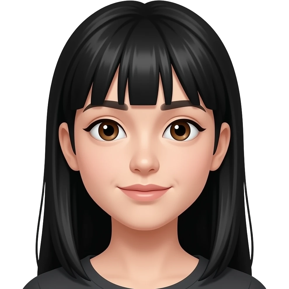 chica pelo moreno muy  oscuro  casi negro largo y liso  que  no tenga  flequillo  y ojos marrones emoji