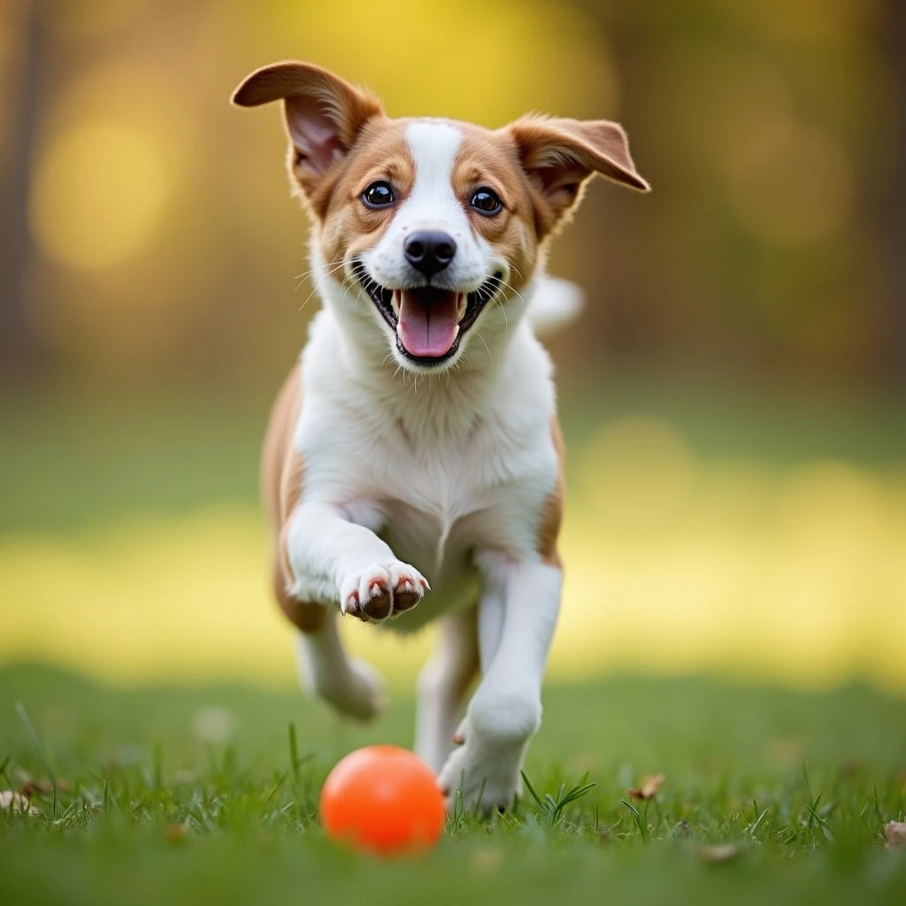 happy dog running after ball emoji
