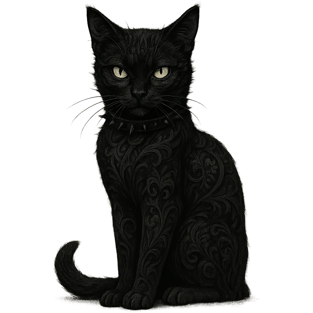 goth black cat emoji