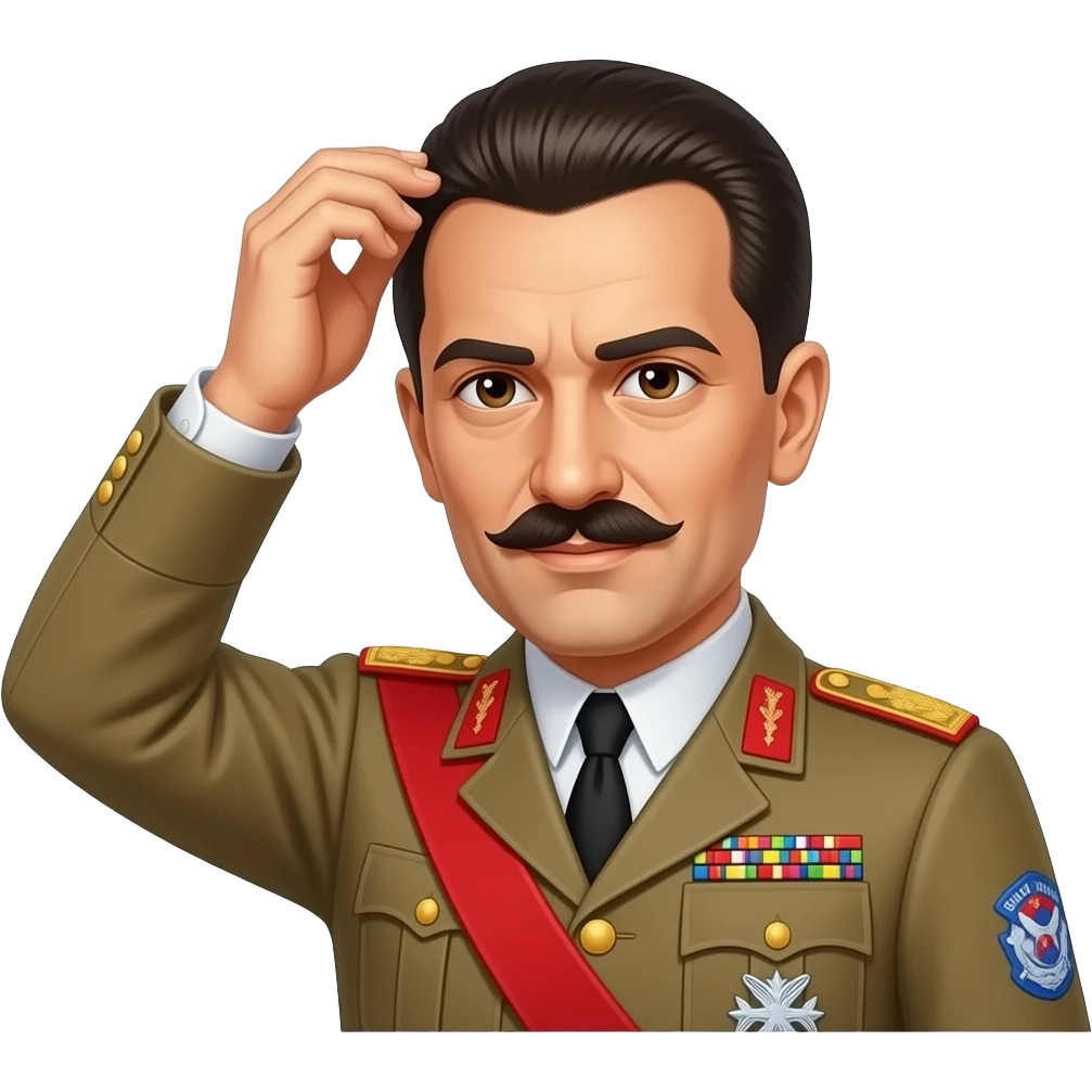 Make bald Mussolini bald checking his hair emoji