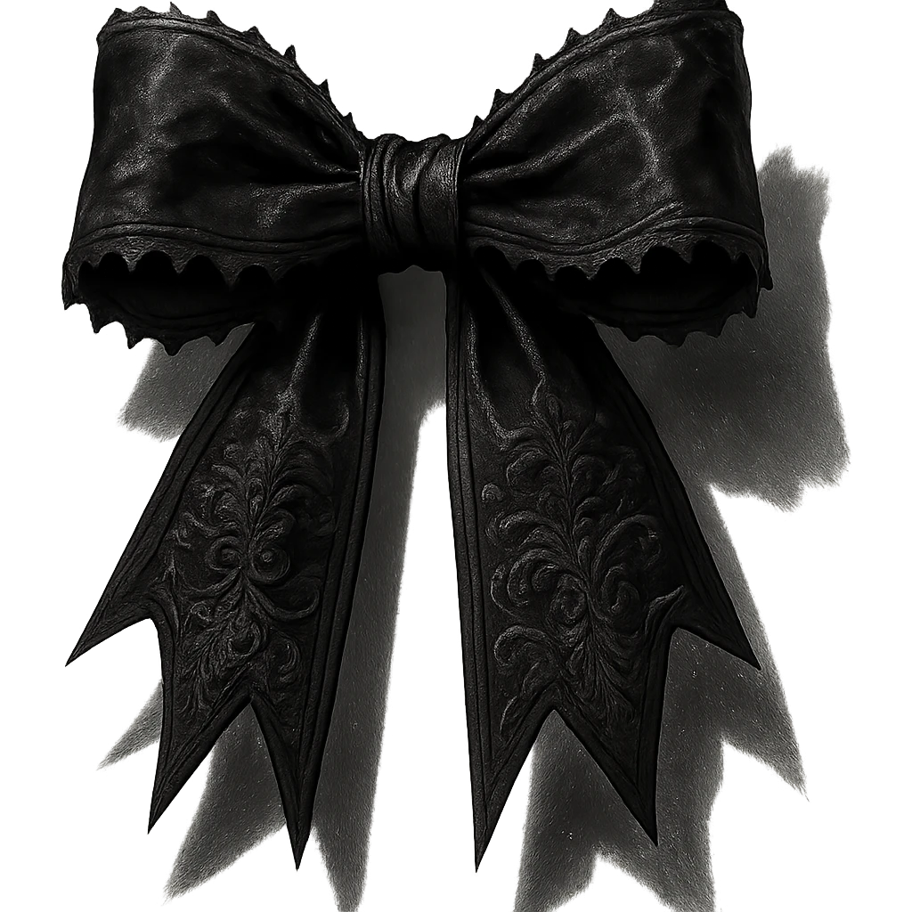 bow, black velvet, gothic style, dramatic shadows, elegant and moody emoji