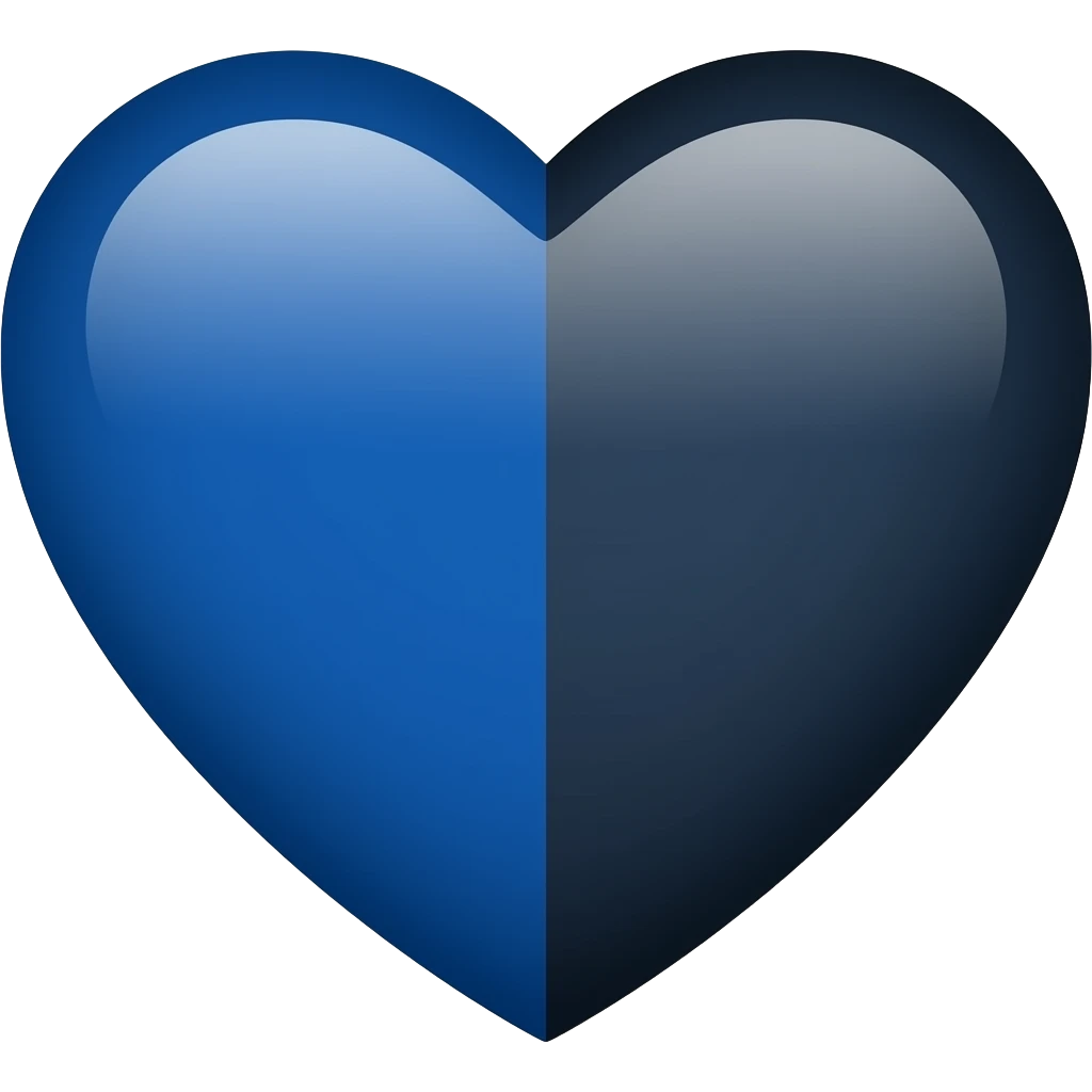 Corazon, mitad azul rey y mitad negro emoji