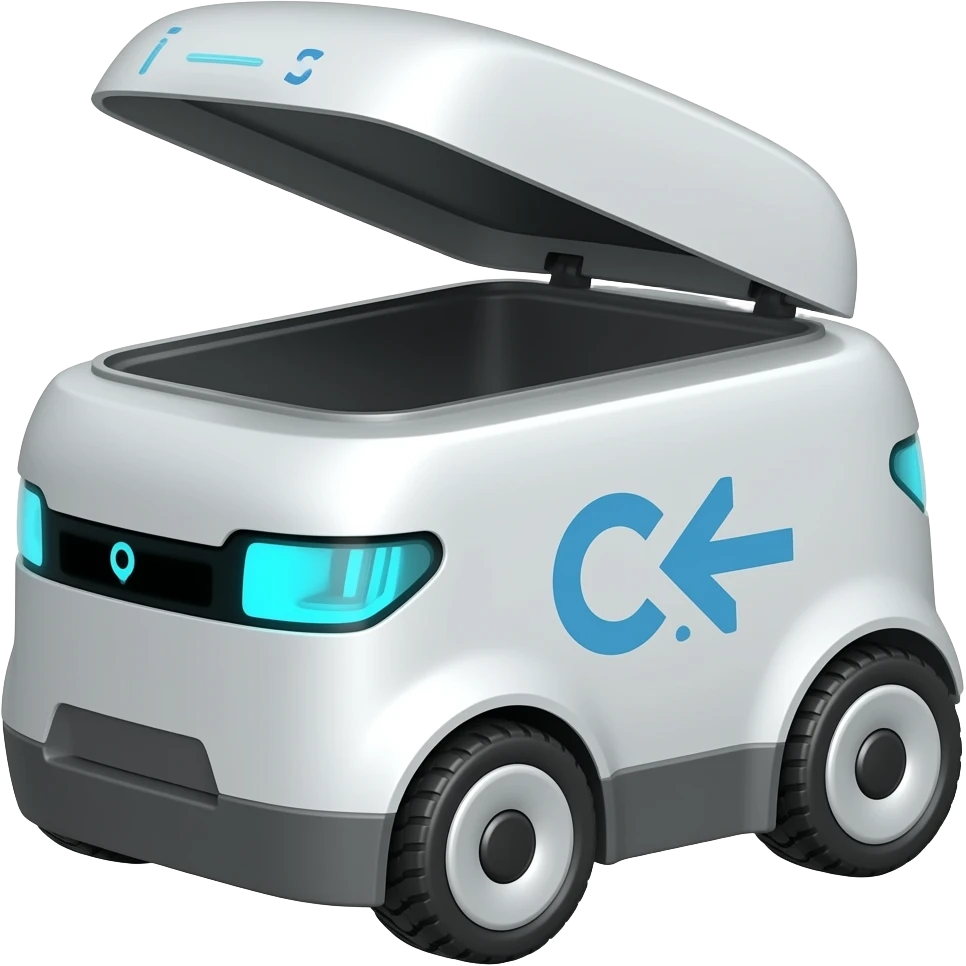 Eletric delivery robot with a opening lid emoji