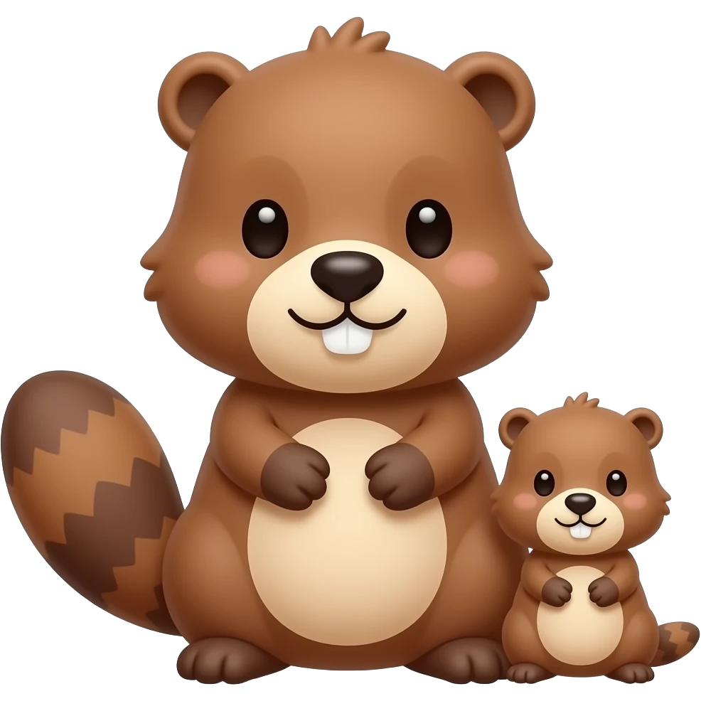 Cute Beaver with a little cute Baby beaver emoji