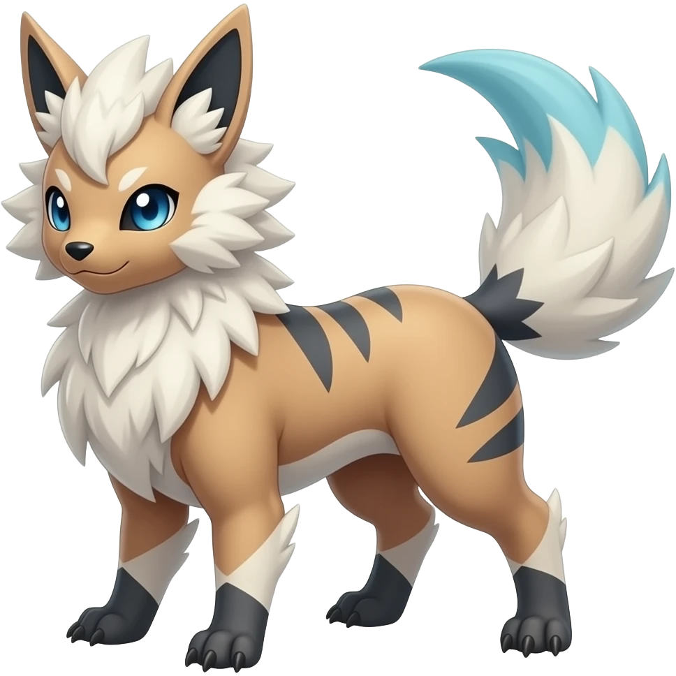 Cool Pretty Ethereal Renamon-Zoroark-Manectric-Litten-Fakémon-hybrid full body emoji