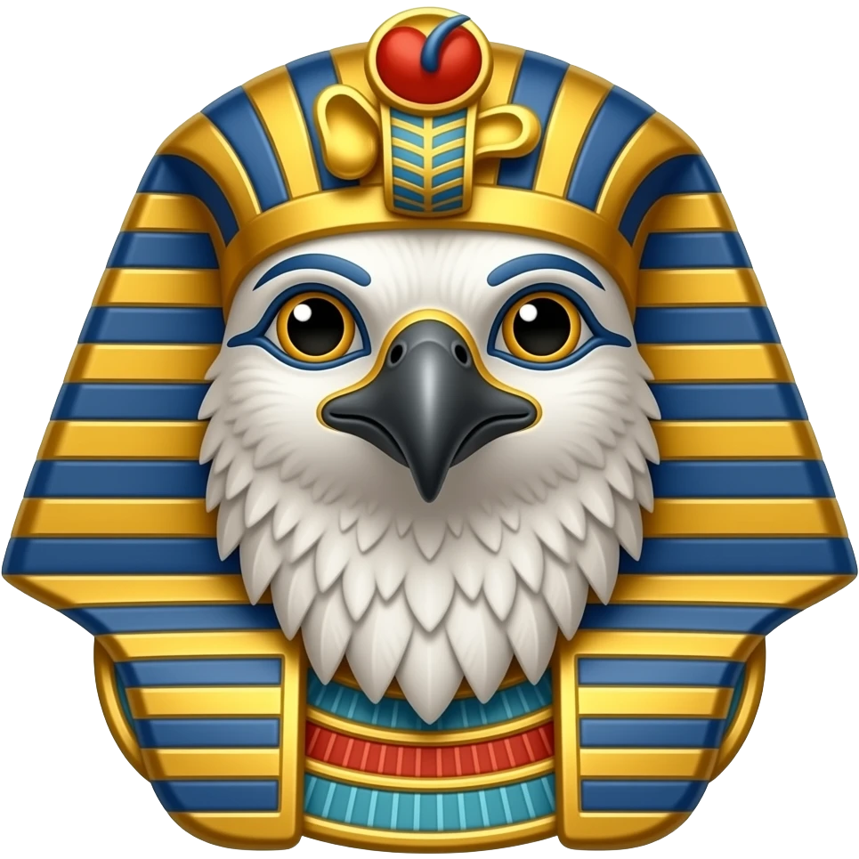 egyptian god horus with falcon head and falcon face, feature feathers emoji