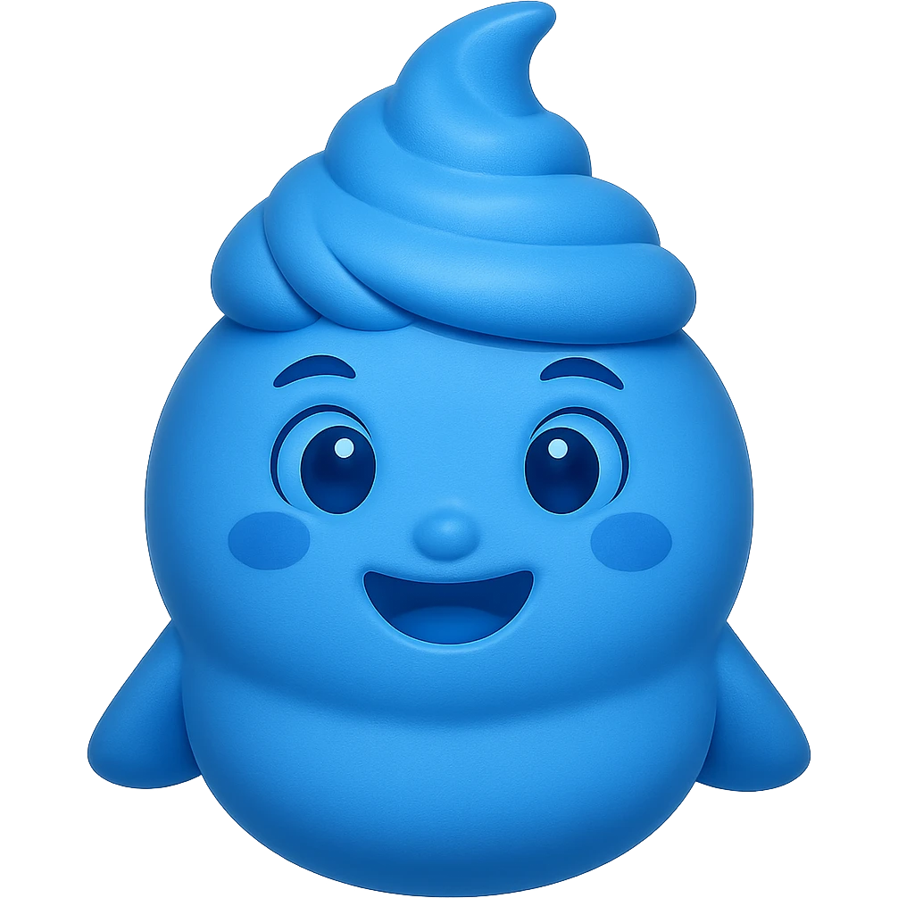 Make Womplepop blue with no background, transparent background, focus on blue color for the character, no other background elements. emoji