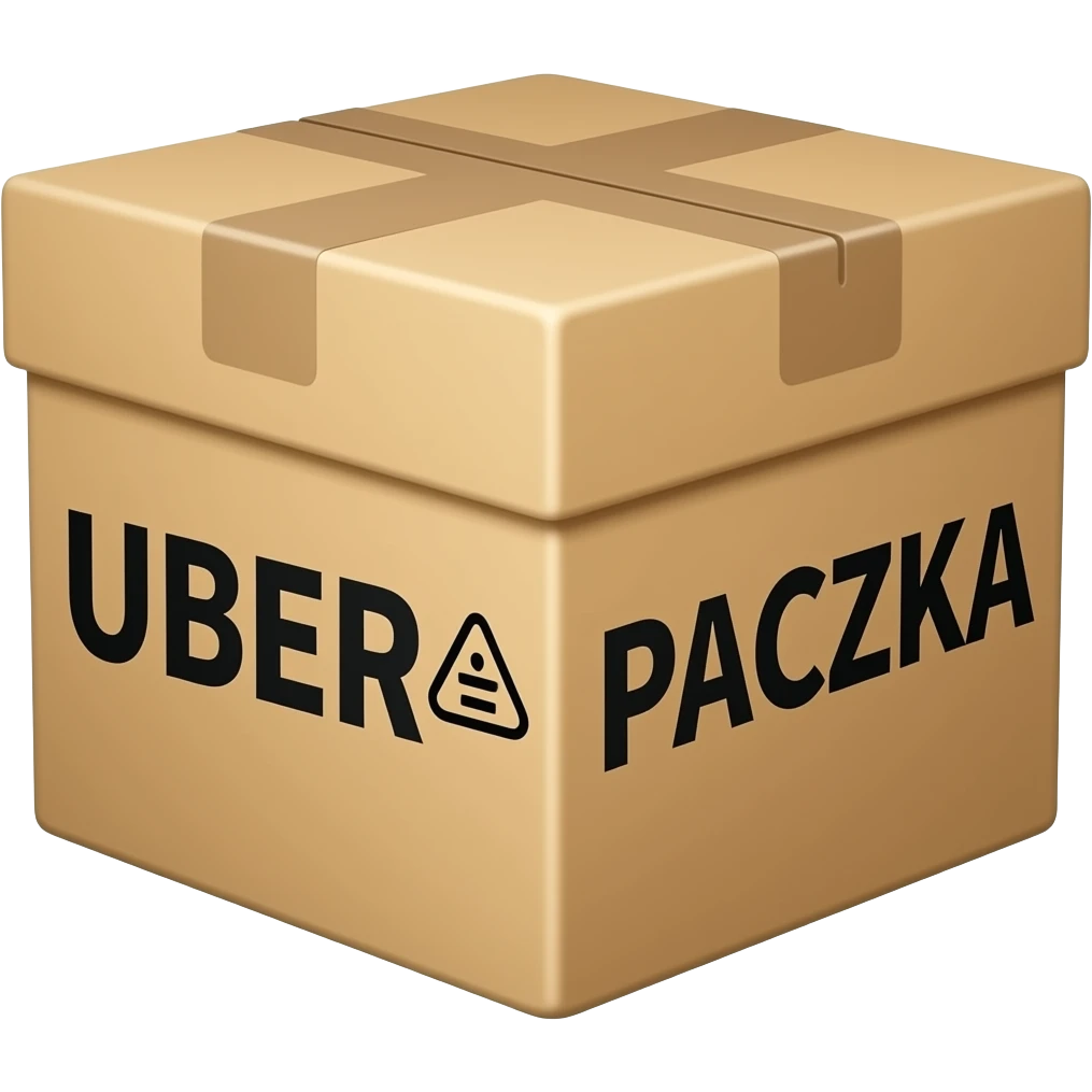a box with the word "UBER PACZKA" written on it emoji