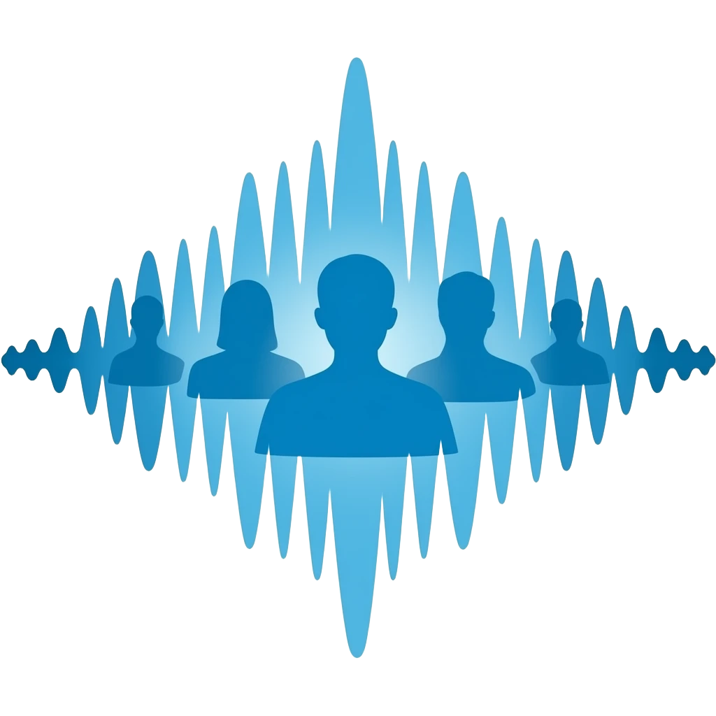 Emoji  de una sombra azul de 5 personas que estén dentro de un audio emoji
