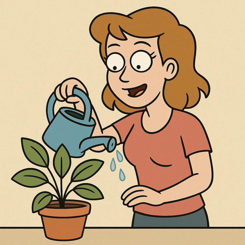 woman watering a plant emoji