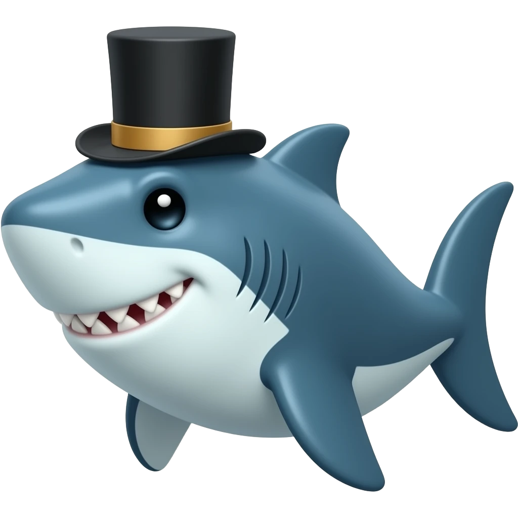 Shark with a top hat emoji