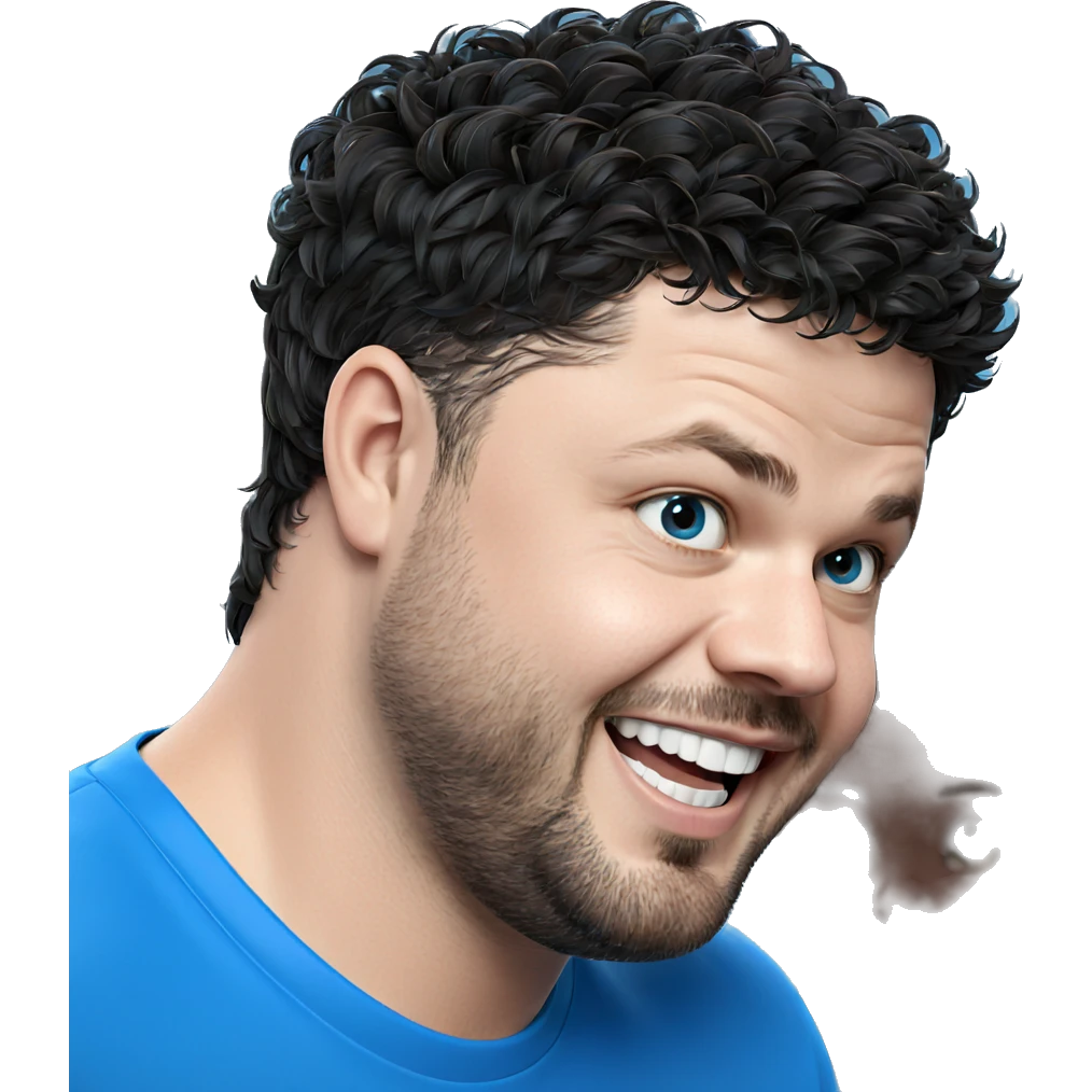 smiling male portrait in blue emoji