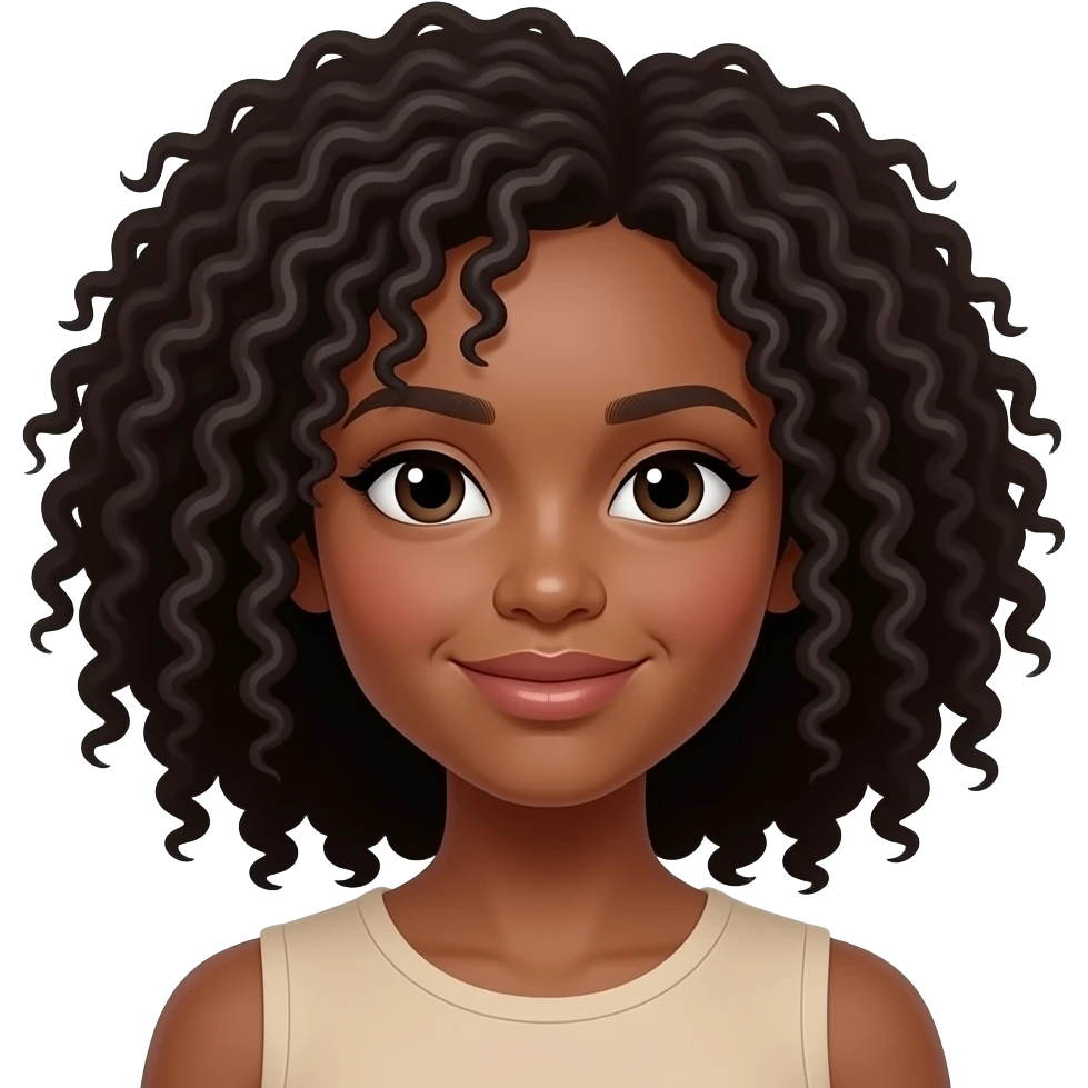 Dark skin girl with curly hair emoji