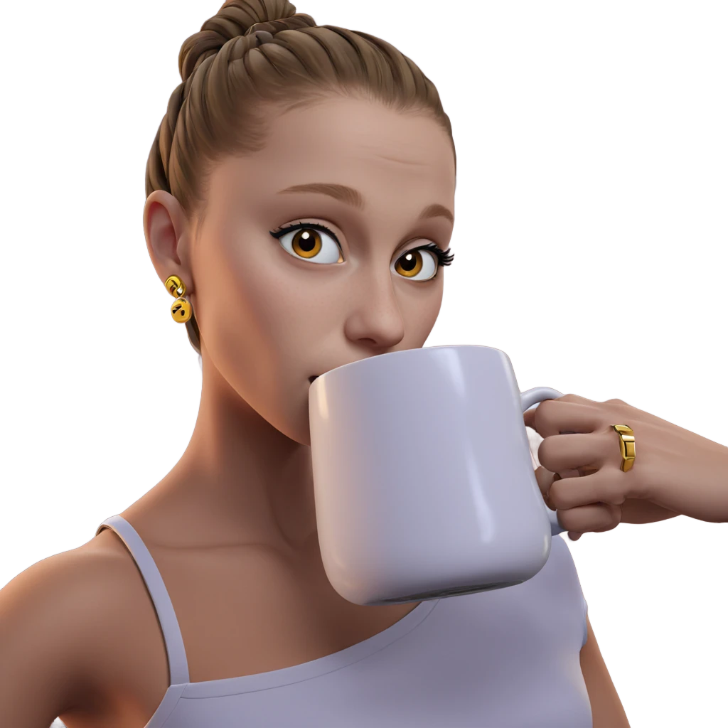 girl with mug and earrings emoji