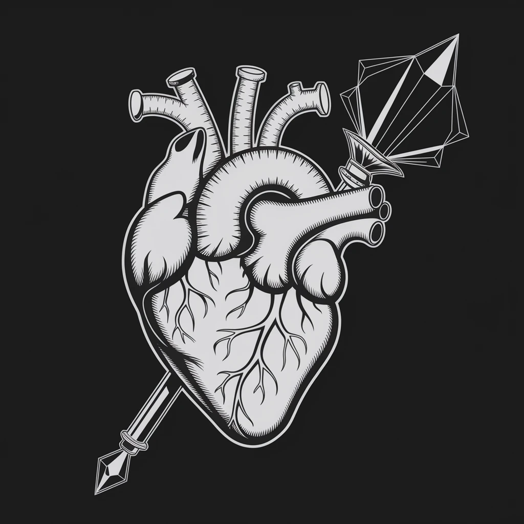 gothic heart with a dark crystal scepter emoji