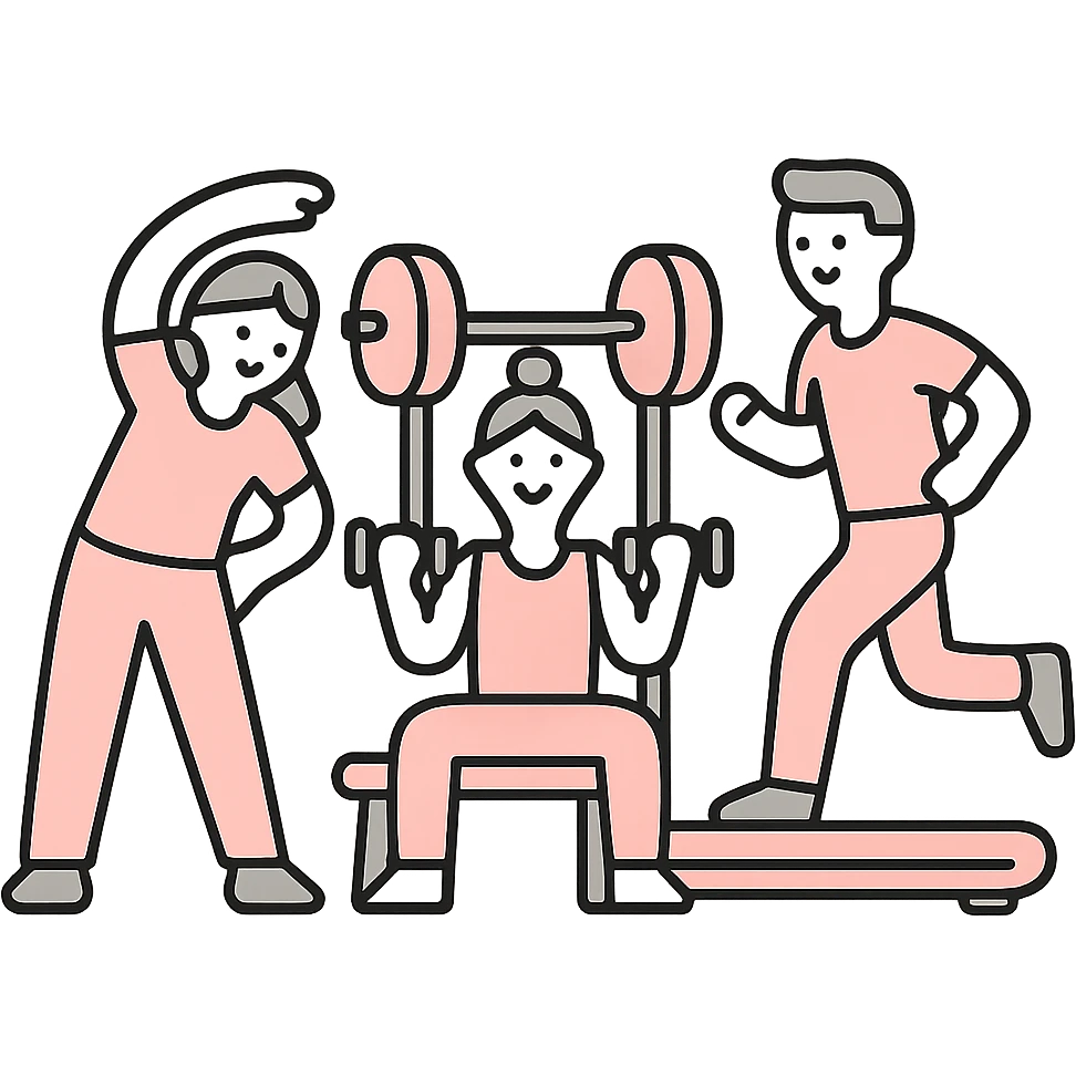 pink gym equipment, stylized, energetic emoji