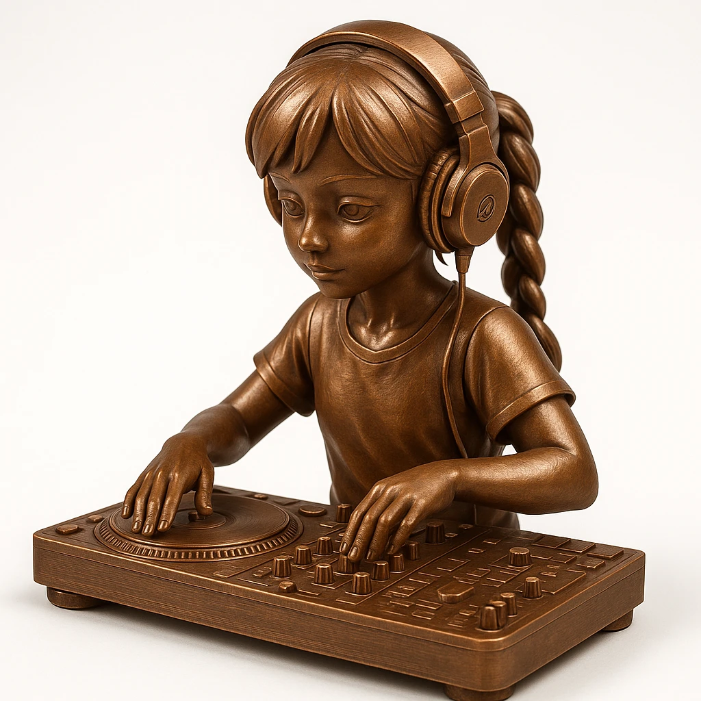 girl playing DJ set emoji