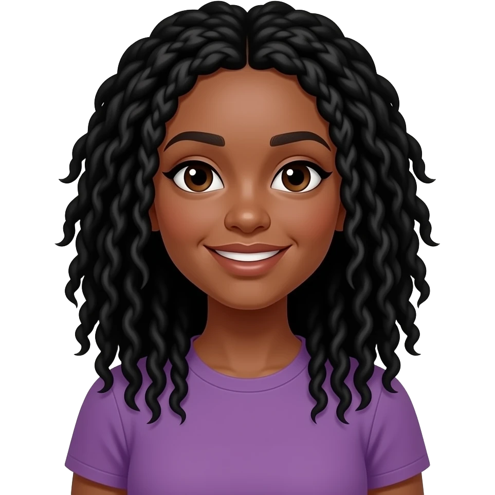 brown skin girl with black locs and emoji