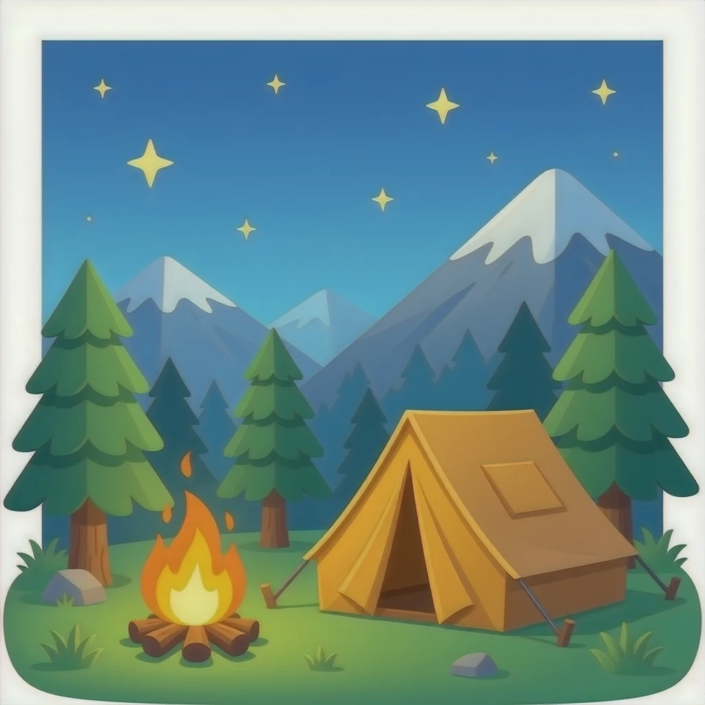 polaroid picture of camping memories emoji