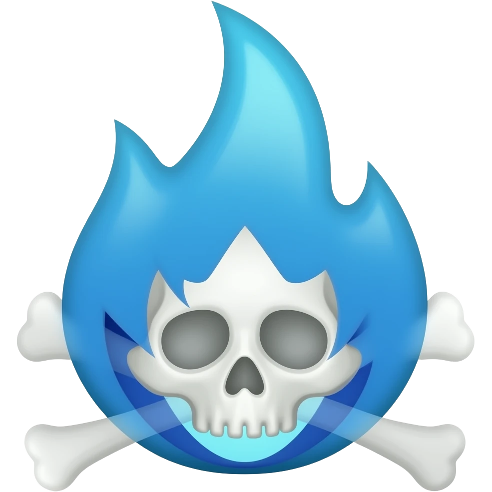 Skull + blue one fire emoji high quality emoji