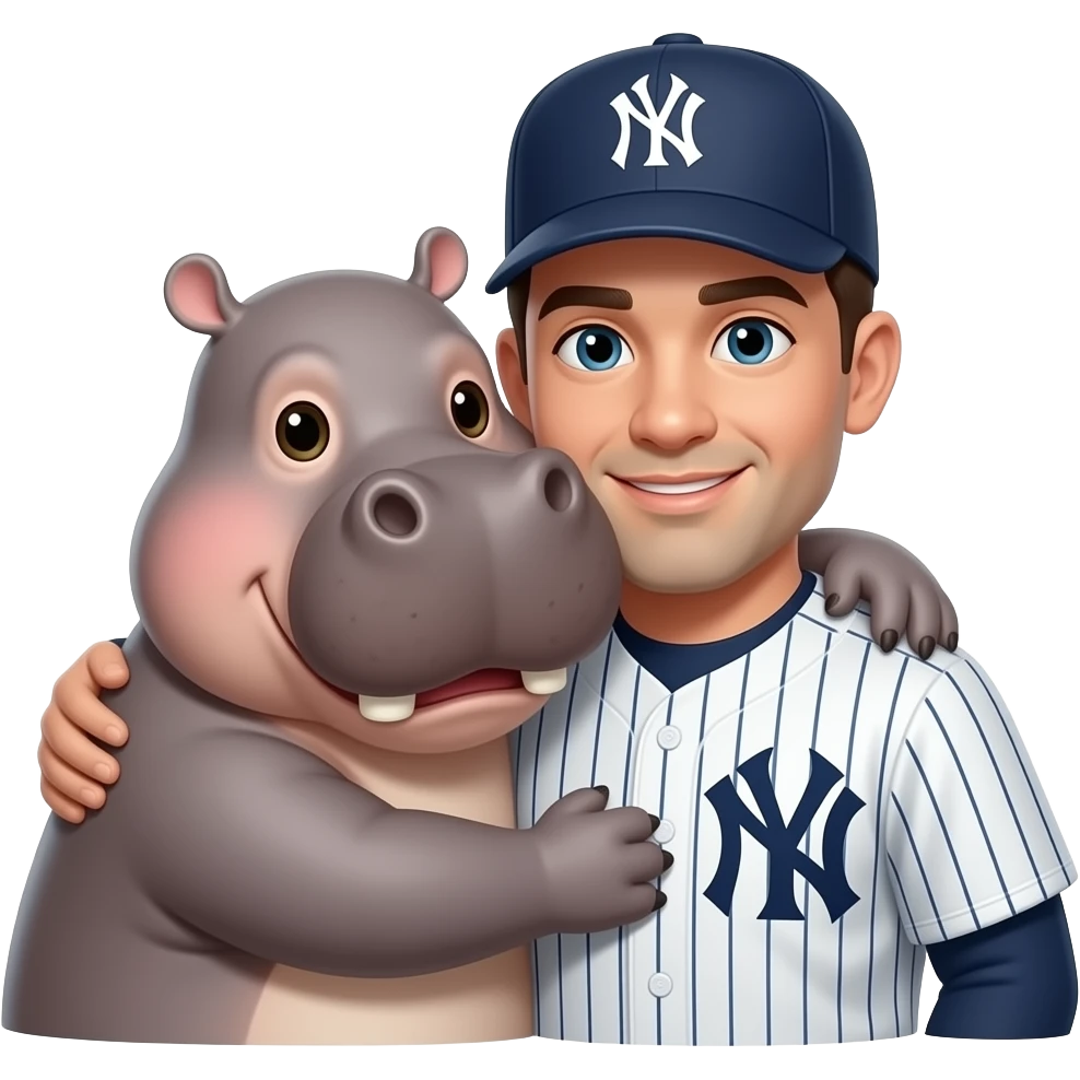 hippo and koala hugging New York yankees emoji