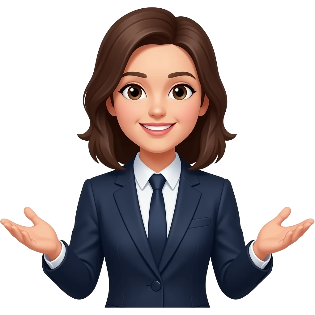 A woman in a suit practicing for an interview.  simple emoji